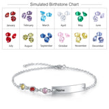 JewelOra Name Bar Bracelet with Birthstones Engraving