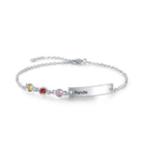 JewelOra Name Bar Bracelet with Birthstones Engraving