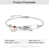 JewelOra Name Bar Bracelet with Birthstones Engraving