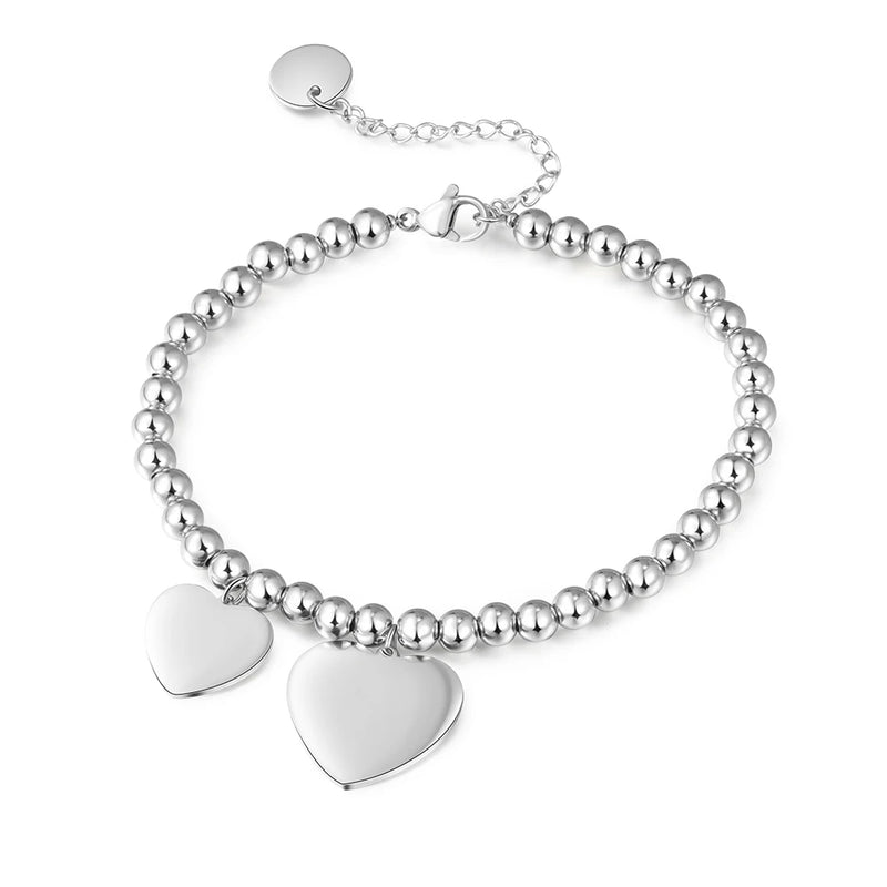JewelOra Personalized Heart Charms Bracelet for Women