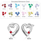 Personalized Name Heart Stud Earrings with Birthstone for Women
