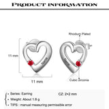 Personalized Name Heart Stud Earrings with Birthstone for Women