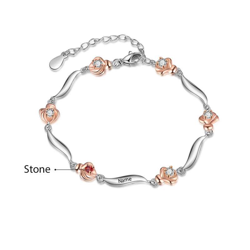 Personalized Birthstone Flower Bracelets
