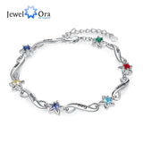 Personalized Name Engraving Infinity Bracelet with Birthstone Flower for Women