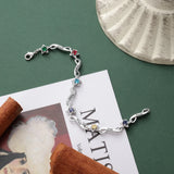 Personalized Name Engraving Infinity Bracelet with Birthstone Flower for Women