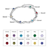 Personalized Name Engraving Infinity Bracelet with Birthstone Flower for Women