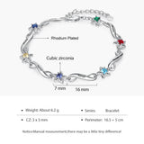 Personalized Name Engraving Infinity Bracelet with Birthstone Flower for Women