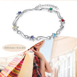 Personalized Name Engraving Infinity Bracelet with Birthstone Flower for Women