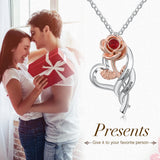 Personalized Rose Flower Pendant Necklace with Birthstone for Valentines