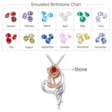 Personalized Rose Flower Pendant Necklace with Birthstone for Valentines