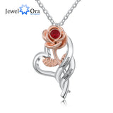 Personalized Rose Flower Pendant Necklace with Birthstone for Valentines