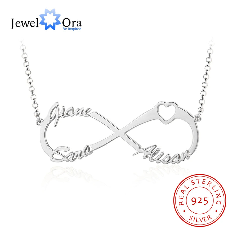 JewelOra Personalized Name Necklace 925 Sterling Silver Heart Letter Necklace