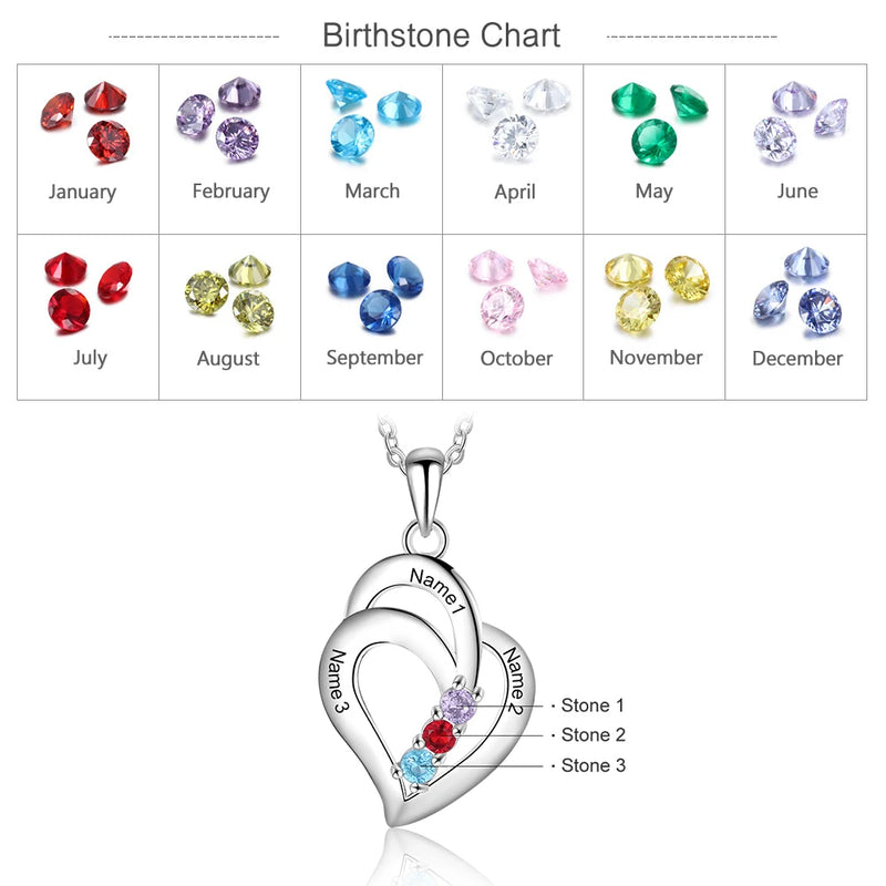 JewelOra Name Necklace with Birthstones Custom Engraved Pendant for Women