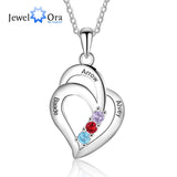 JewelOra Name Necklace with Birthstones Custom Engraved Pendant for Women