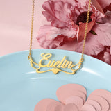 Personalized Name Necklace with Heart & Wing 925 Sterling Silver Pendant