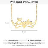 Personalized Name Necklace with Heart & Wing 925 Sterling Silver Pendant