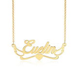 Personalized Name Necklace with Heart & Wing 925 Sterling Silver Pendant