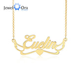 Personalized Name Necklace with Heart & Wing 925 Sterling Silver Pendant