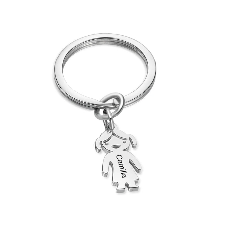 JewelOra Personalized Stainless Steel Children Charm Keychain