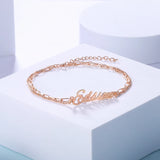 Personalized Nameplate Bracelet Double Chain Mothers Gift