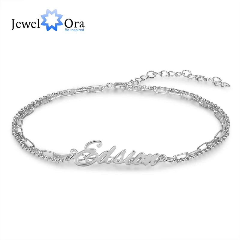 Personalized Nameplate Bracelet Double Chain Mothers Gift