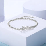 Personalized Nameplate Bracelet Double Chain Mothers Gift