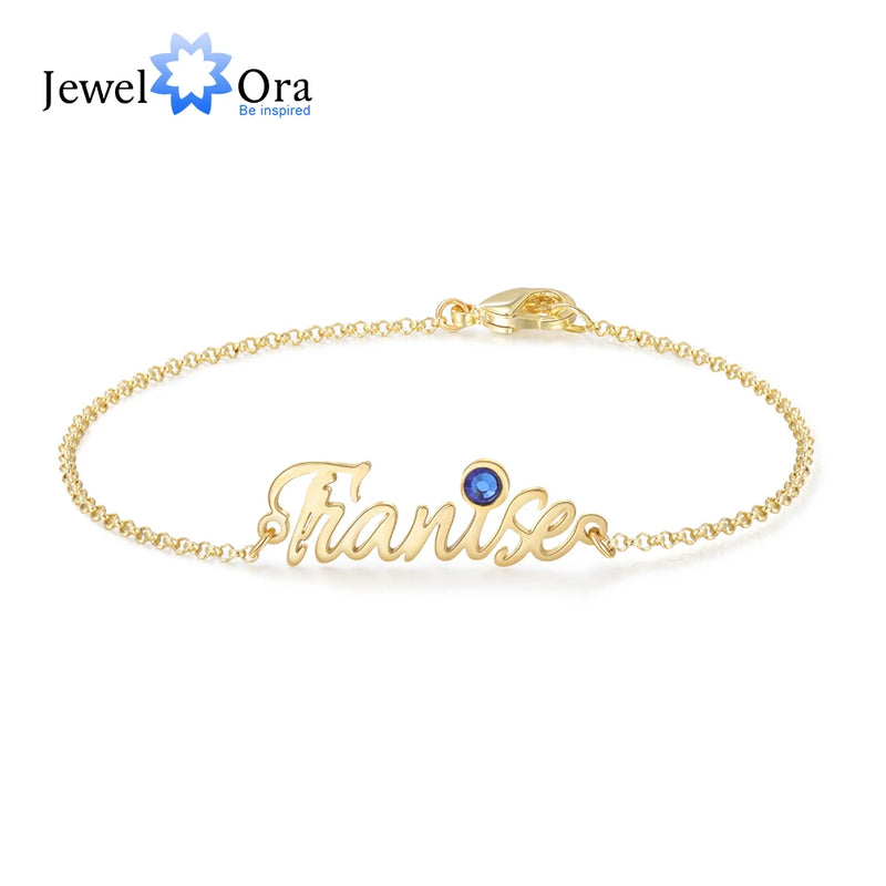 Custom Name Bracelet with Birthstone - Unique Personalized Jewelry