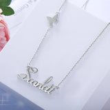 Personalized Butterfly Nameplate Necklace 925 Sterling Silver Gift for Women