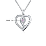Personalized Heart Pendant Necklace Birthstone Engraved Name
