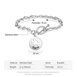 Custom Paw Charm Bracelet for Women, Personalized Name Engraved Chain Bracelet