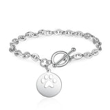 Custom Paw Charm Bracelet for Women, Personalized Name Engraved Chain Bracelet