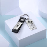 Custom Photo Calendar Keychain for Men Stainless Steel Engraved Date Gift