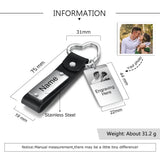 Custom Photo Calendar Keychain for Men Stainless Steel Engraved Date Gift