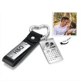 Custom Photo Calendar Keychain for Men Stainless Steel Engraved Date Gift