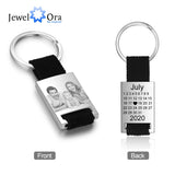 Personalized Calendar Keychain for Men - Engraved Stainless Steel Date Keyring