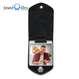 Personalized Photo Leather Keychain Stainless Steel - Father Gift