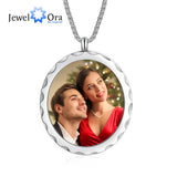 JewelOra Personalized Photo Necklace Stainless Steel Custom Engraved Gift