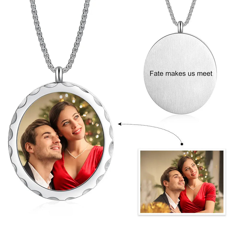 JewelOra Personalized Photo Necklace Stainless Steel Custom Engraved Gift