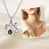 JewelOra Personalized Projection Photo Necklace Dog Paw Pets Cats Pendants
