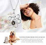 JewelOra Personalized Projection Photo Necklace Dog Paw Pets Cats Pendants