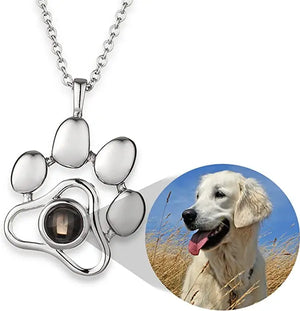 JewelOra Personalized Projection Photo Necklace Dog Paw Pets Cats Pendants