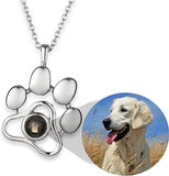 JewelOra Personalized Projection Photo Necklace Dog Paw Pets Cats Pendants