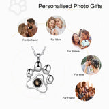 JewelOra Personalized Projection Photo Necklace Dog Paw Pets Cats Pendants