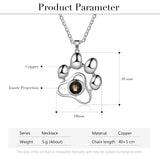 JewelOra Personalized Projection Photo Necklace Dog Paw Pets Cats Pendants