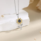 JewelOra Personalized Projection Photo Necklace Sunflower Pendants Jewelry