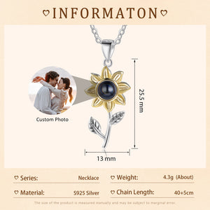 JewelOra Personalized Projection Photo Necklace Sunflower Pendants Jewelry