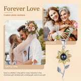 JewelOra Personalized Projection Photo Necklace Sunflower Pendants Jewelry