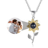 JewelOra Personalized Projection Photo Necklace Sunflower Pendants Jewelry