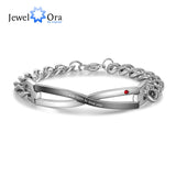 JewelOra Personalized Stainless Steel Couple Bracelets with Birthstone