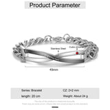 JewelOra Personalized Stainless Steel Couple Bracelets with Birthstone